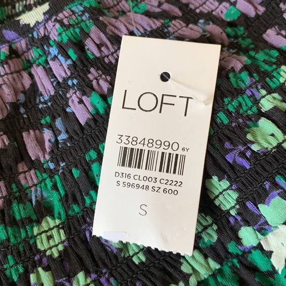 LOFT  Floral Smocked Flounce Dress - Size Small - Picture 12 of 14